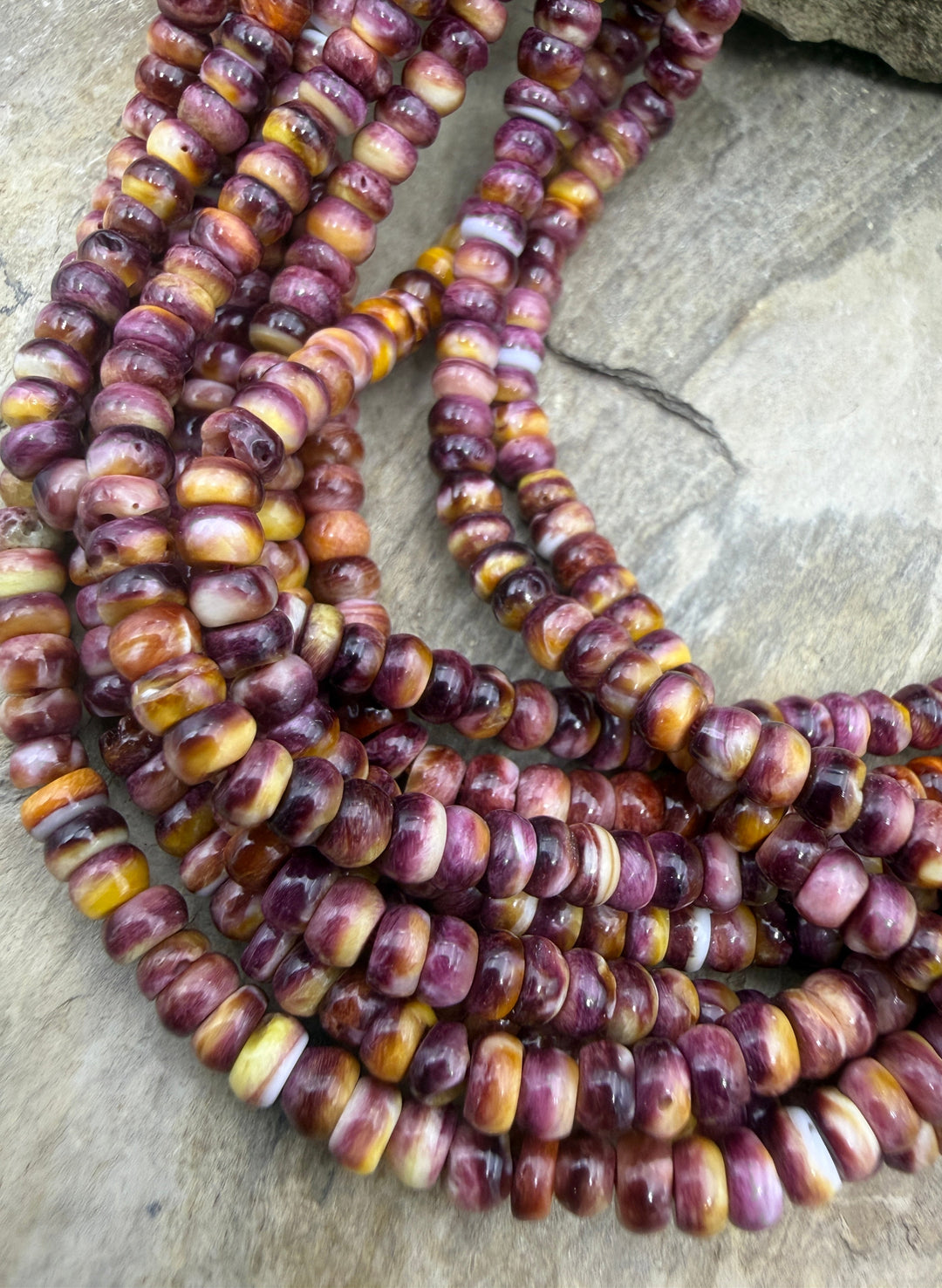 Purple Spiny Oyster 4mm Rondelle Beads 16 Inch Strand