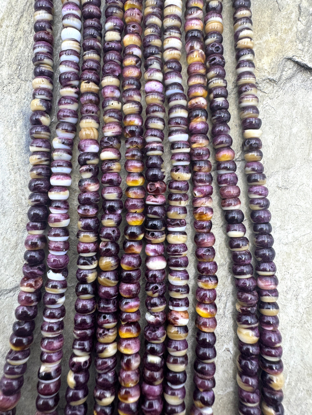 Purple Spiny Oyster 4mm Rondelle Beads 16 inch Strand Spiny