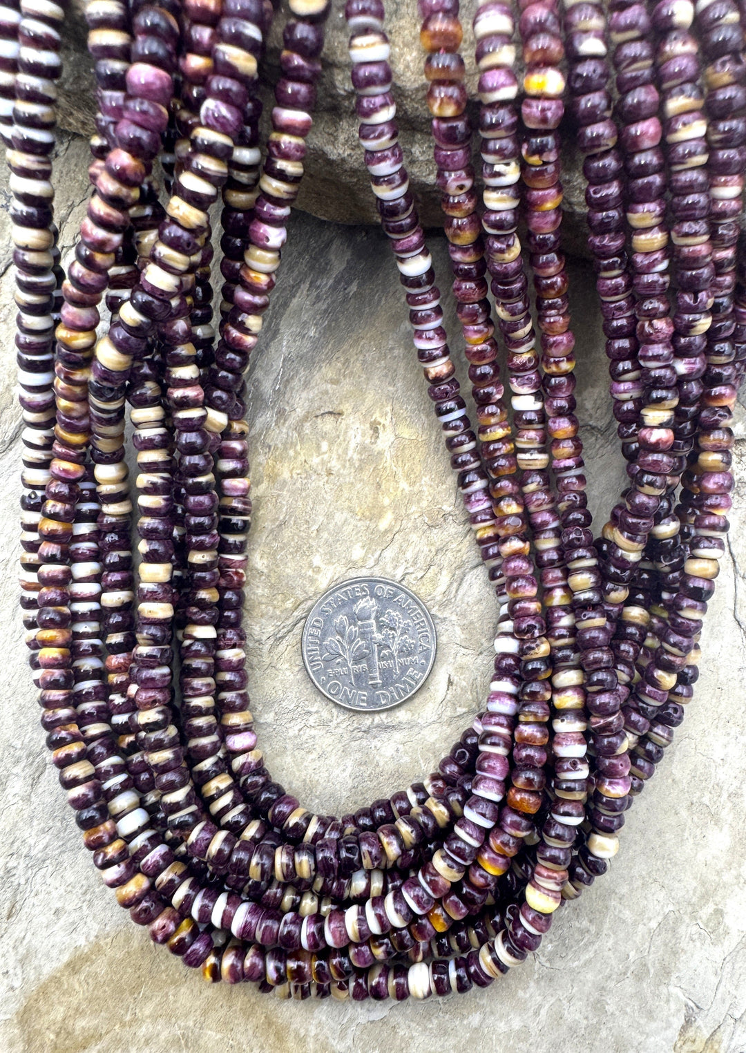 Purple Spiny Oyster 4mm Rondelle Beads 16 inch Strand Spiny