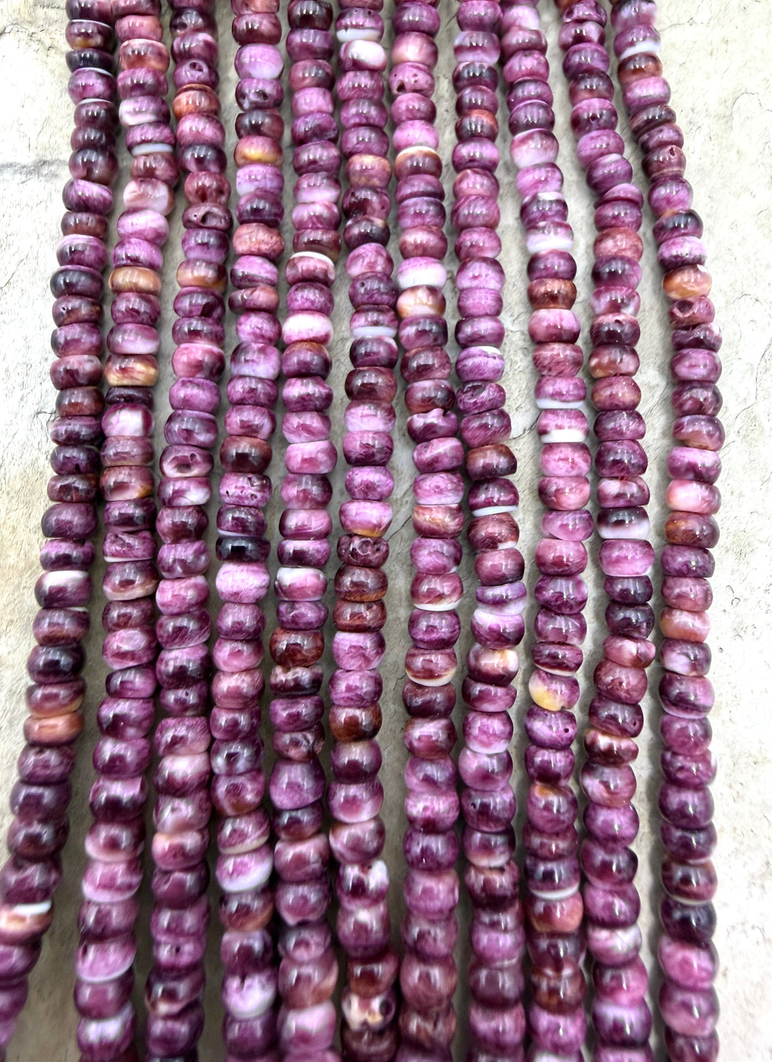 Purple Spiny Oyster 4mm Rondelle Beads 16 Inch Strand