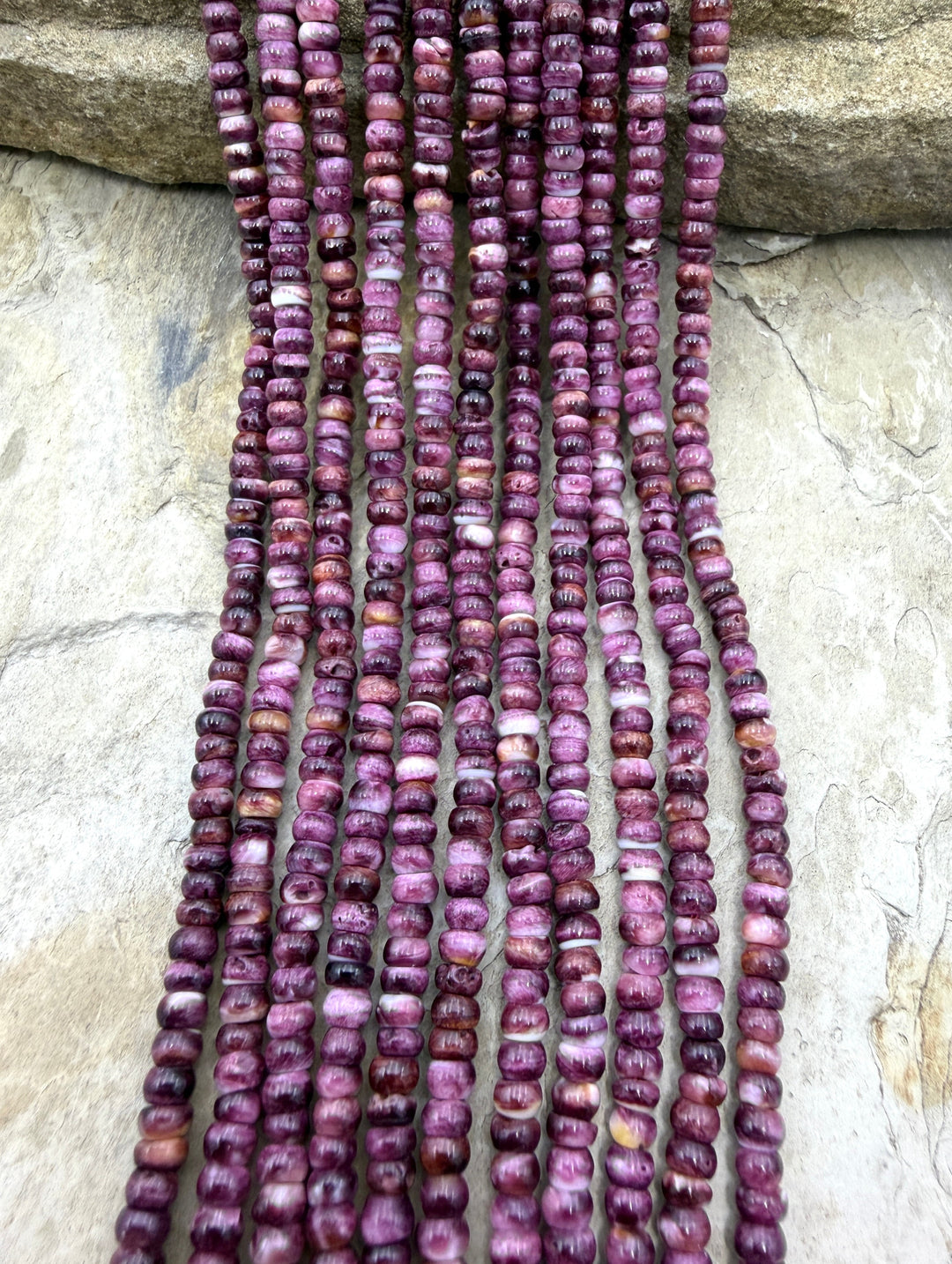 Purple Spiny Oyster 4mm Rondelle Beads 16 Inch Strand