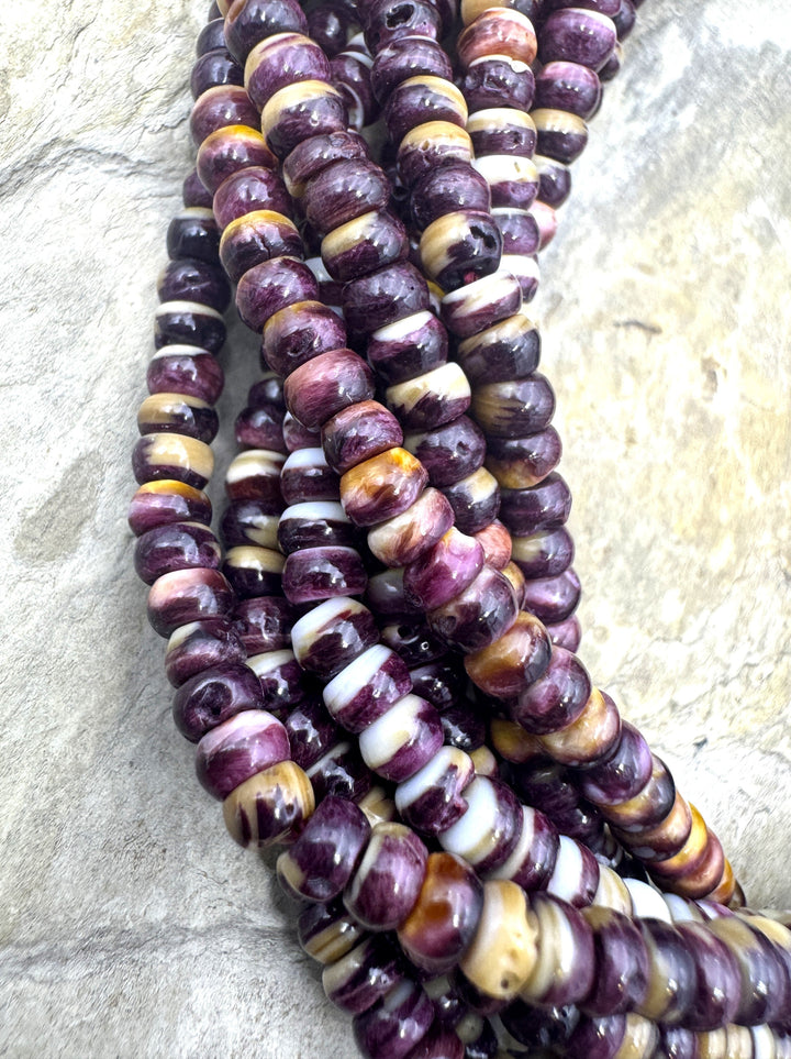 Purple Spiny Oyster 4mm Rondelle Beads 16 inch Strand Spiny