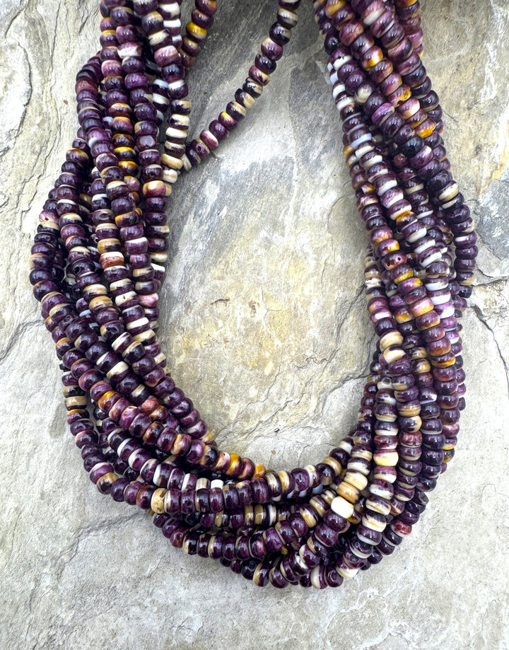 Purple Spiny Oyster 4mm Rondelle Beads 16 inch Strand Spiny