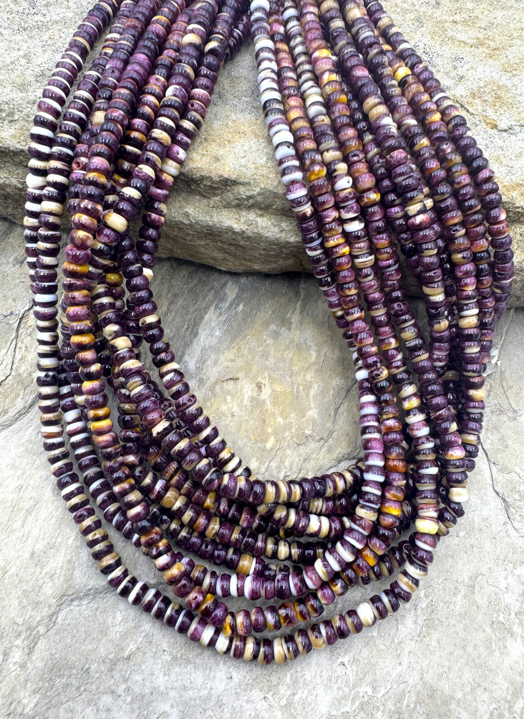 Purple Spiny Oyster 4mm Rondelle Beads 16 inch Strand Spiny