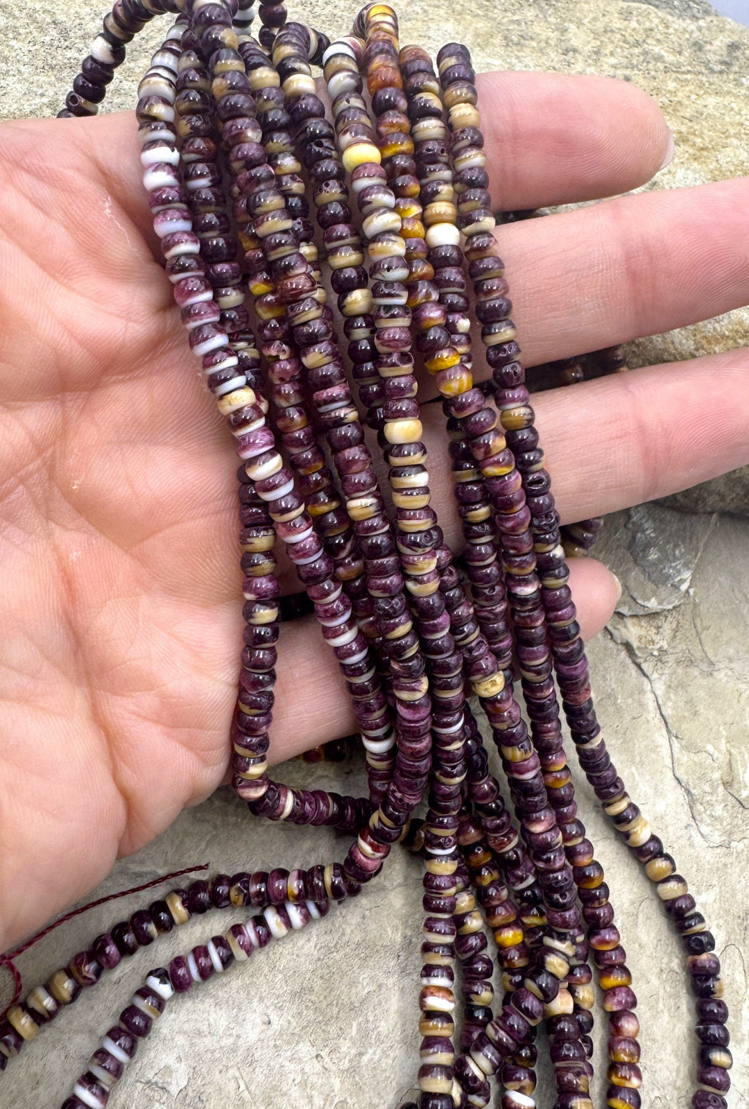 Purple Spiny Oyster 4mm Rondelle Beads 16 inch Strand Spiny