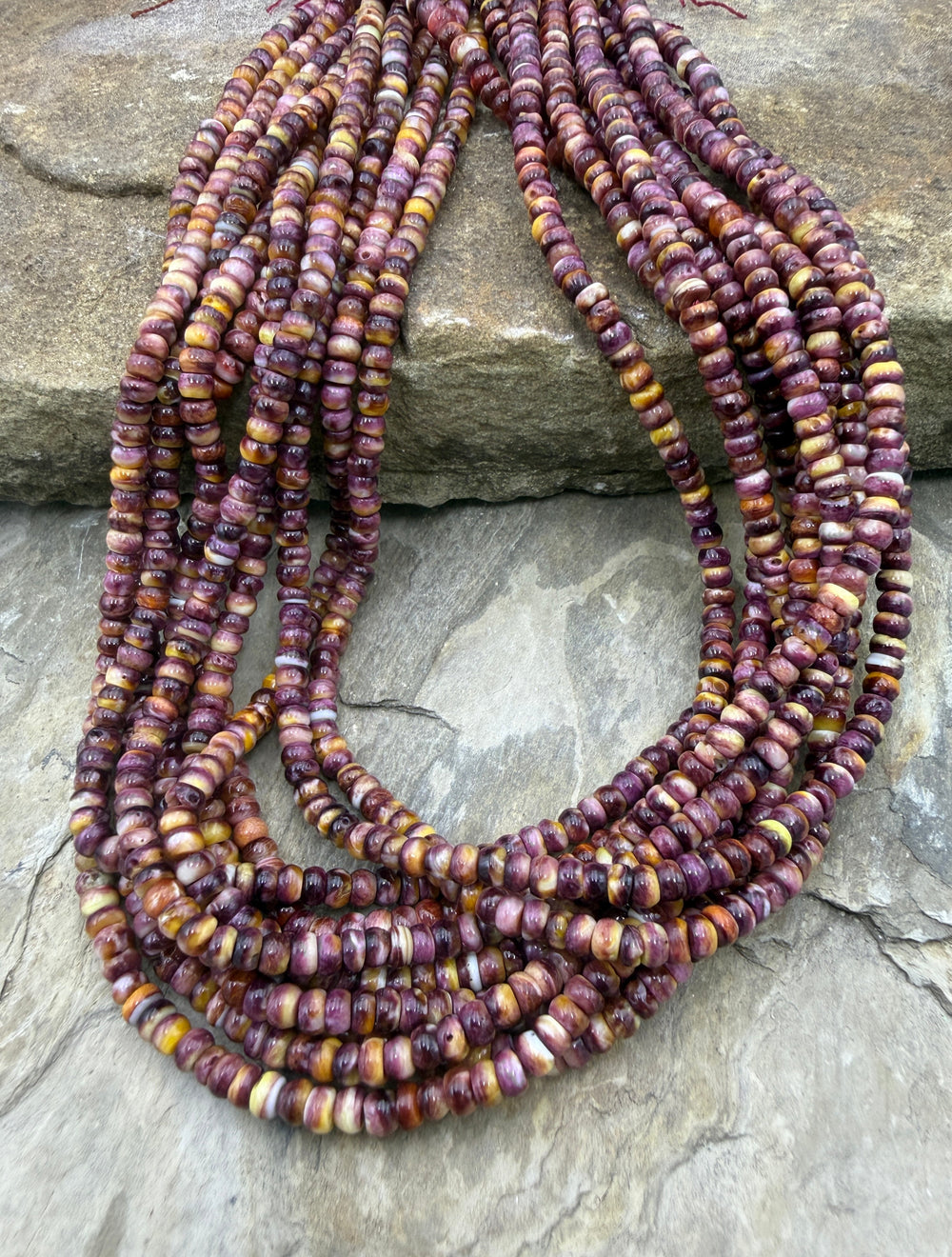 Purple Spiny Oyster 4mm Rondelle Beads 16 Inch Strand
