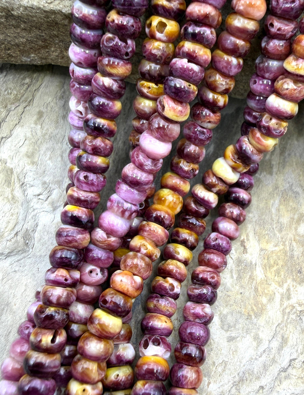 Purple Spiny Oyster 4mm Rondelle Beads, One 16 Inch Strand