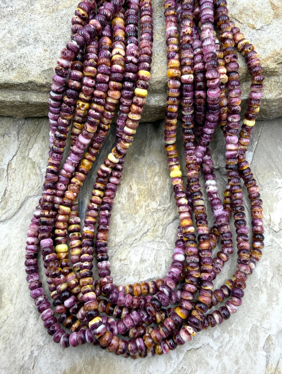 Purple Spiny Oyster 4mm Rondelle Beads One 16 Inch Strand