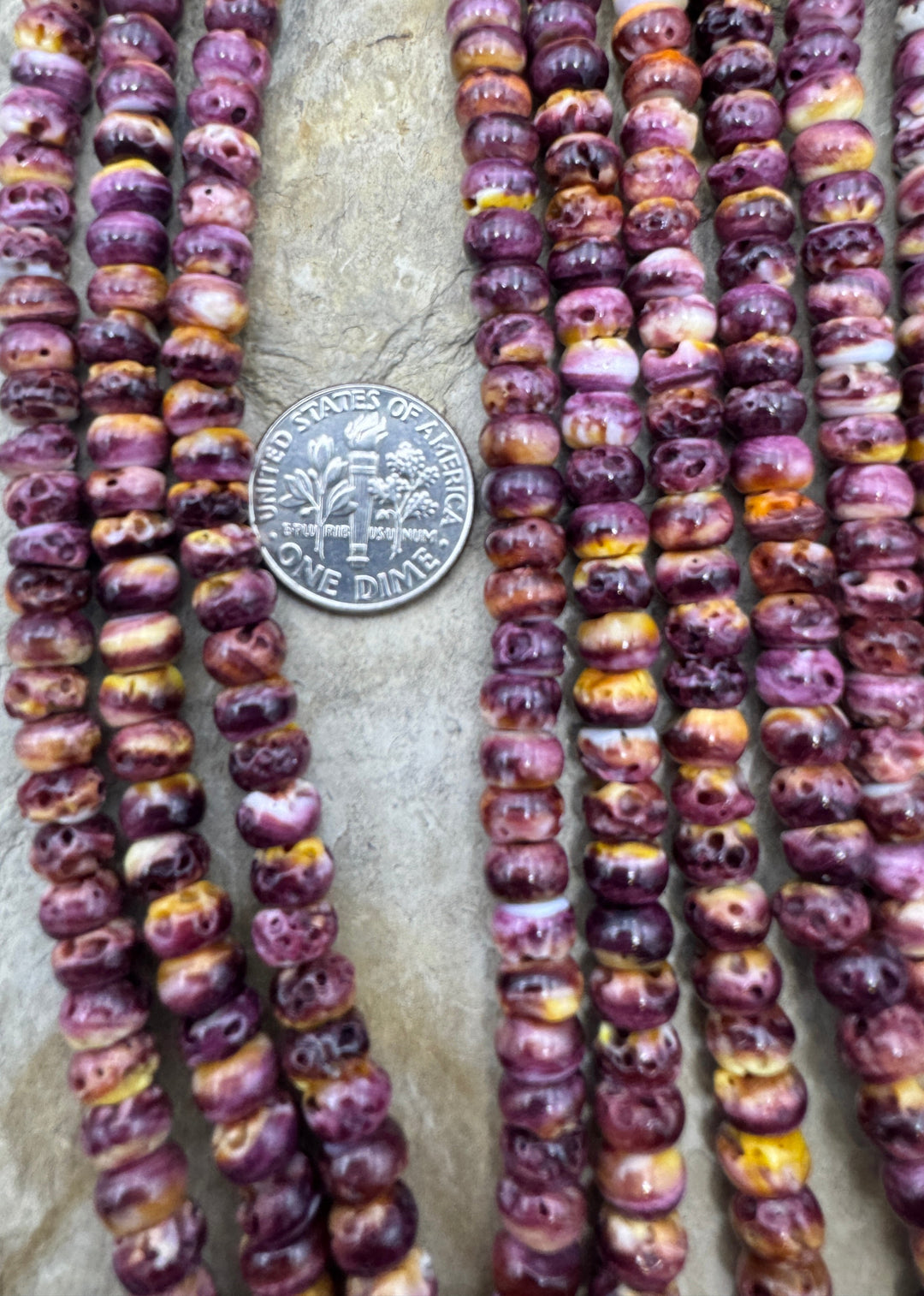 Purple Spiny Oyster 6mm Rondelle Bead Strand 16 inch Strand