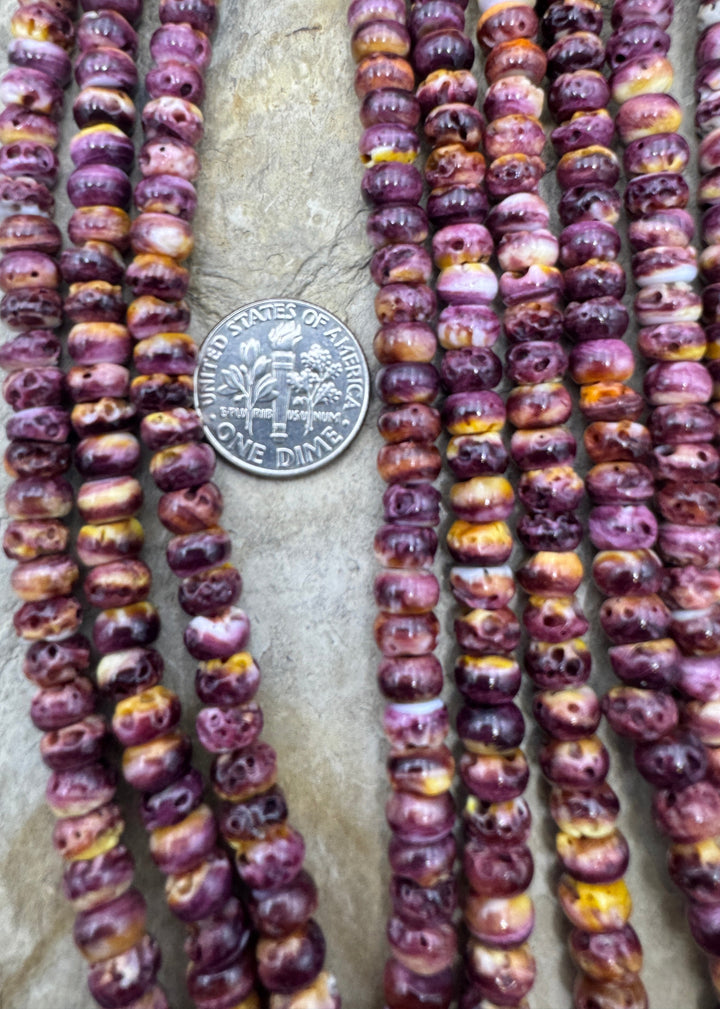 Purple Spiny Oyster 6mm Rondelle Bead Strand 16 inch Strand
