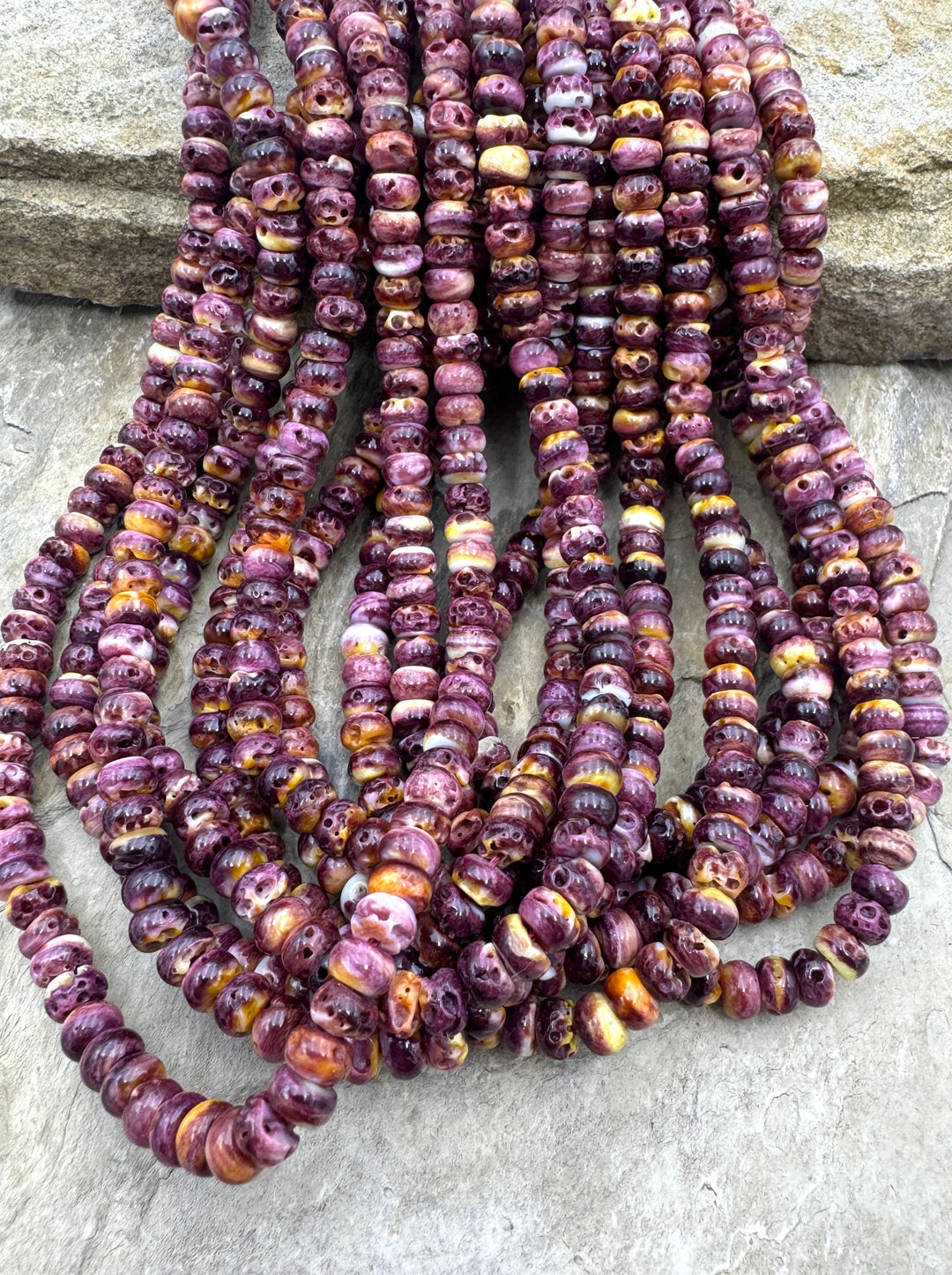Purple Spiny Oyster 6mm Rondelle Bead Strand 16 inch Strand