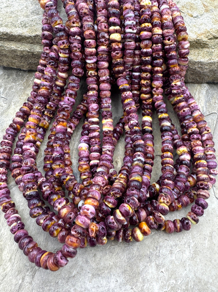 Purple Spiny Oyster 6mm Rondelle Bead Strand 16 inch Strand