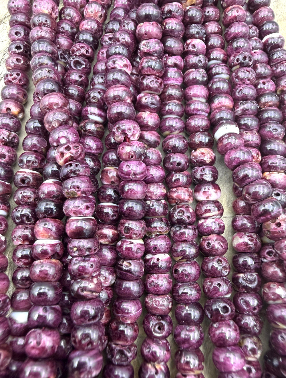 Purple Spiny Oyster 6mm Rondelle Beads 16 Inch