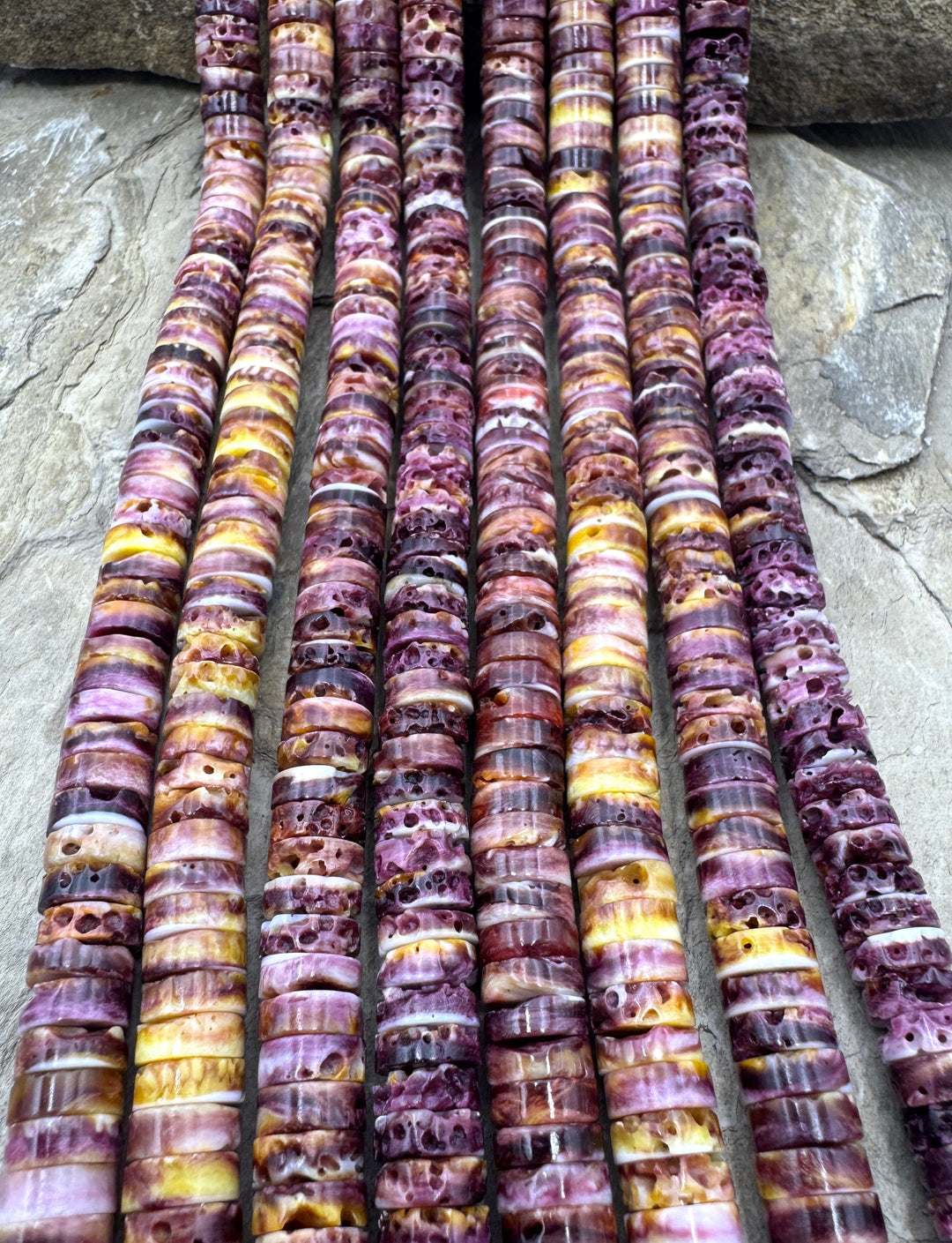 Purple Spiny Oyster 8mm Heishi Bead Strand 16 inch Strand