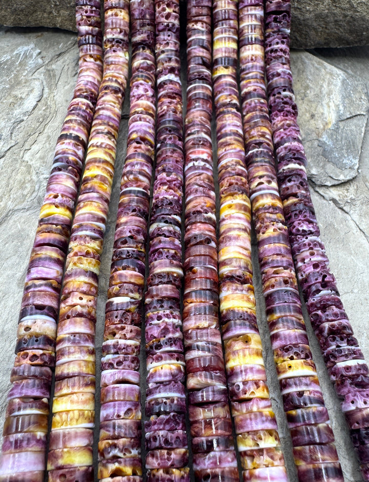 Purple Spiny Oyster 8mm Heishi Bead Strand 16 inch Strand