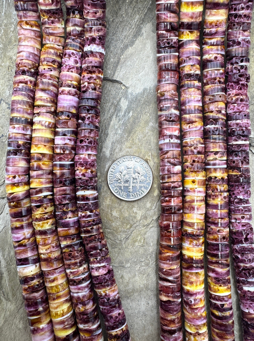 Purple Spiny Oyster 8mm Heishi Bead Strand 16 inch Strand