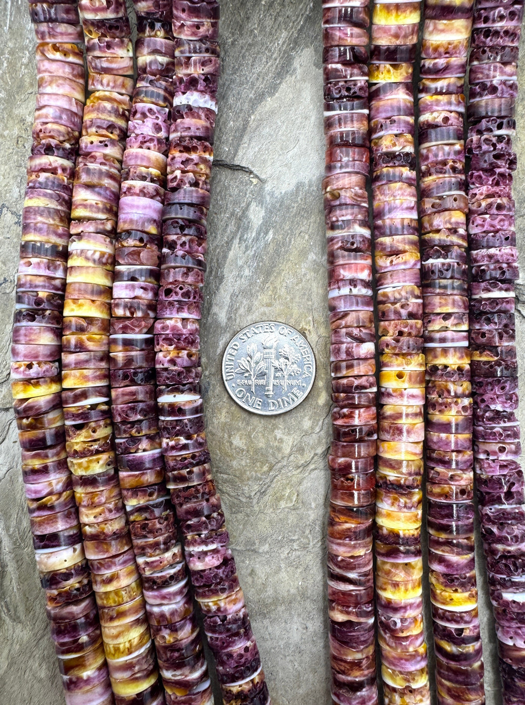 Purple Spiny Oyster 8mm Heishi Bead Strand 16 inch Strand