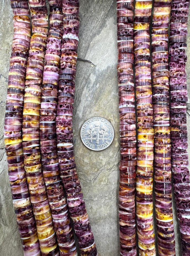 Purple Spiny Oyster 8mm Heishi Bead Strand 16 inch Strand