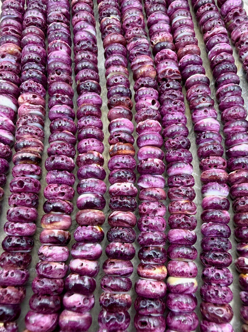 Purple Spiny Oyster 8mm Rondelle Beads 16 Inch Strand