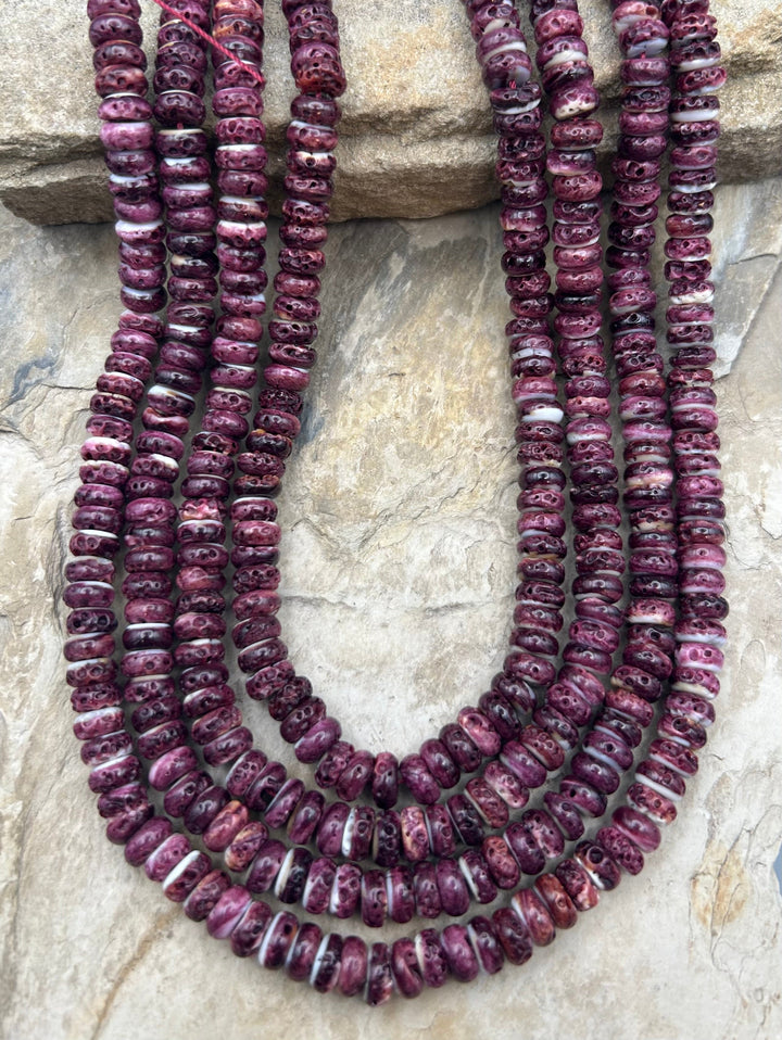 Purple Spiny Oyster 8mm Rondelle Beads ONE 16 Inch Strand