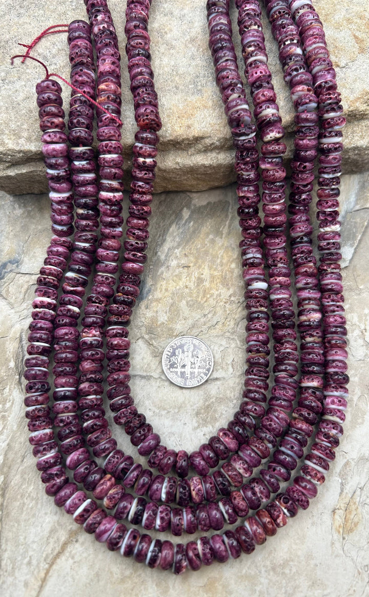 Purple Spiny Oyster 8mm Rondelle Beads ONE 16 Inch Strand