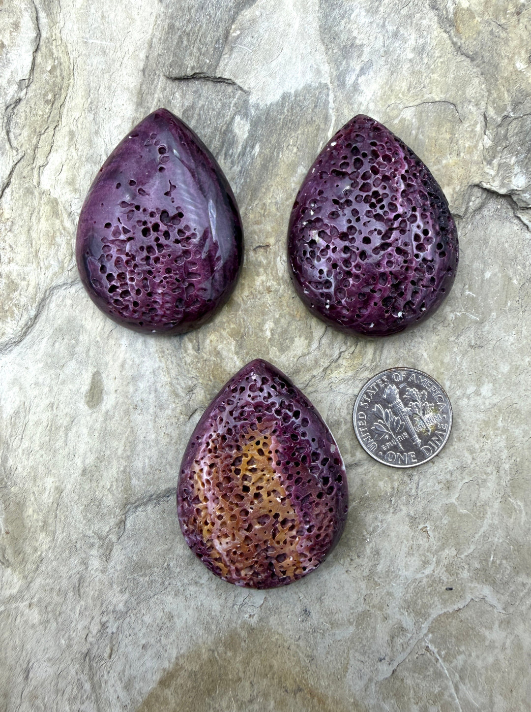Purple Spiny Oyster BIG Teardrop Shaped Cabochon (30x40mm)