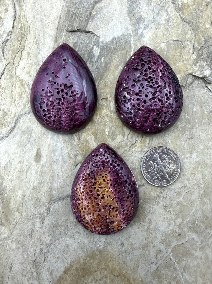 Purple Spiny Oyster BIG Teardrop Shaped Cabochon (30x40mm)