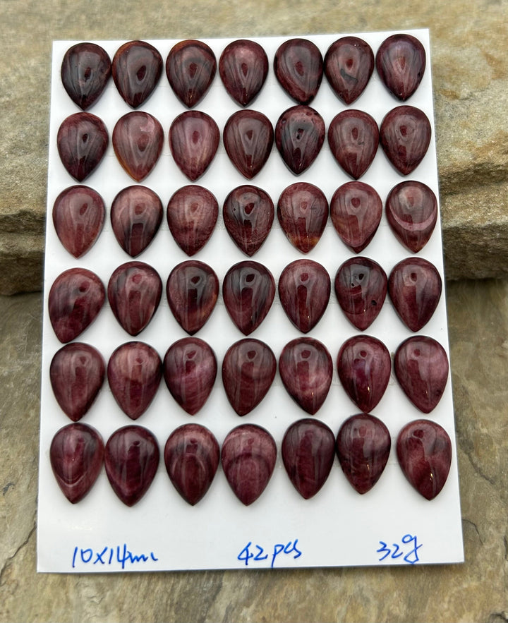 Purple Spiny Oyster Calibrated Teardrop Cabochons 10x14mm
