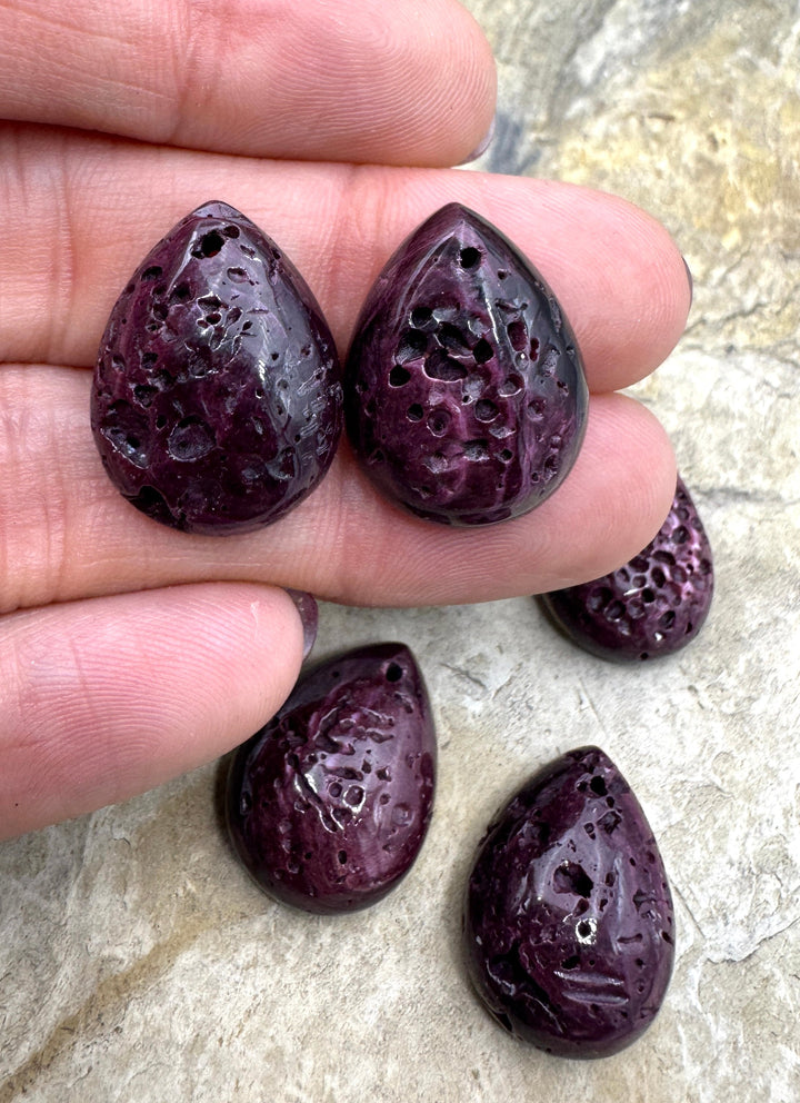 Purple Spiny Oyster Earring Slab Bead Pair 15x20mm One Pair