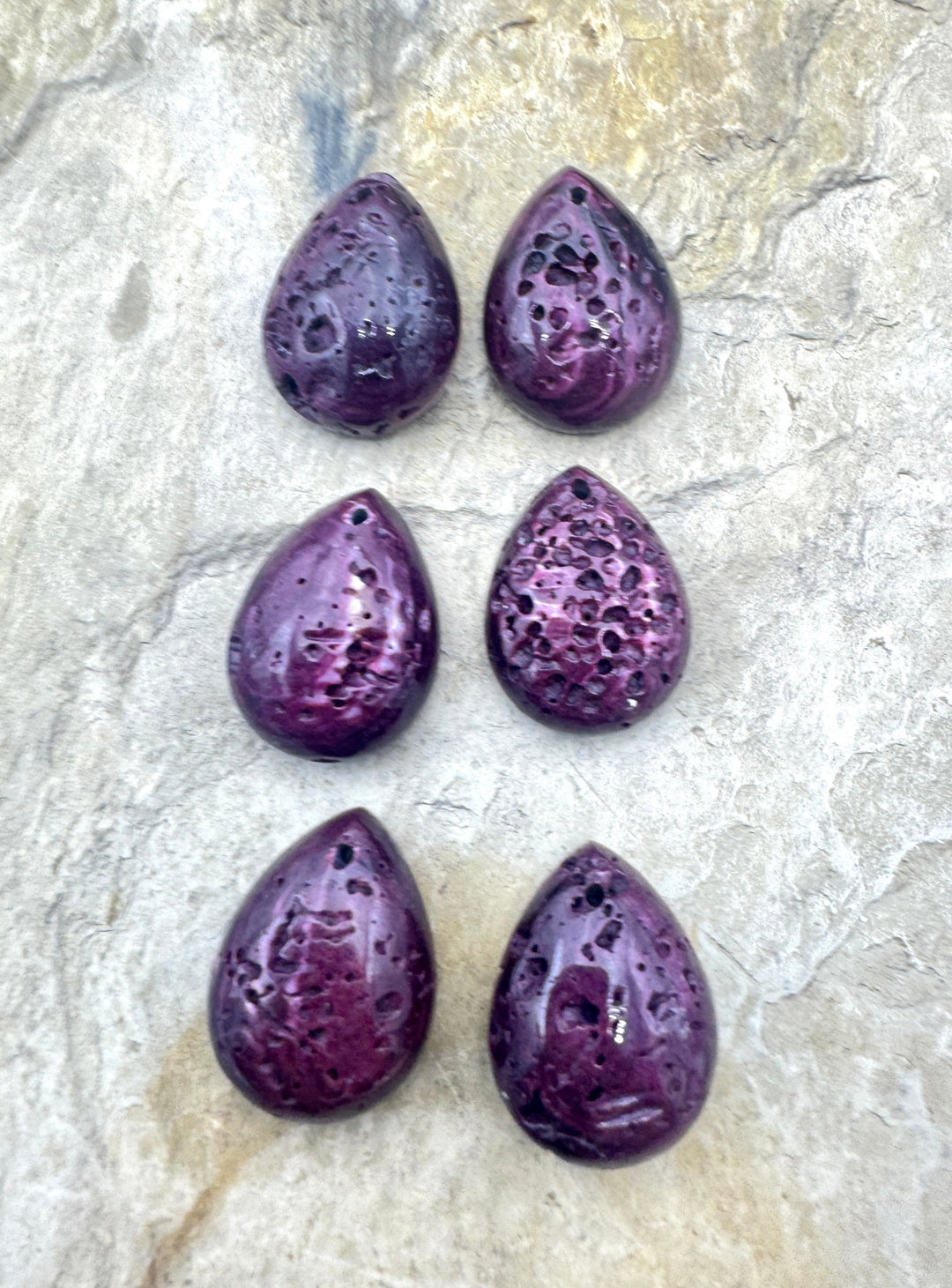 Purple Spiny Oyster Earring Slab Bead Pair 15x20mm One Pair