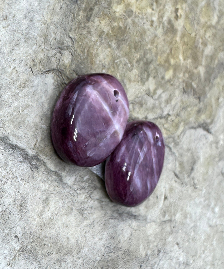 Purple Spiny Oyster Small Earring Slab Bead Pair 12x15mm