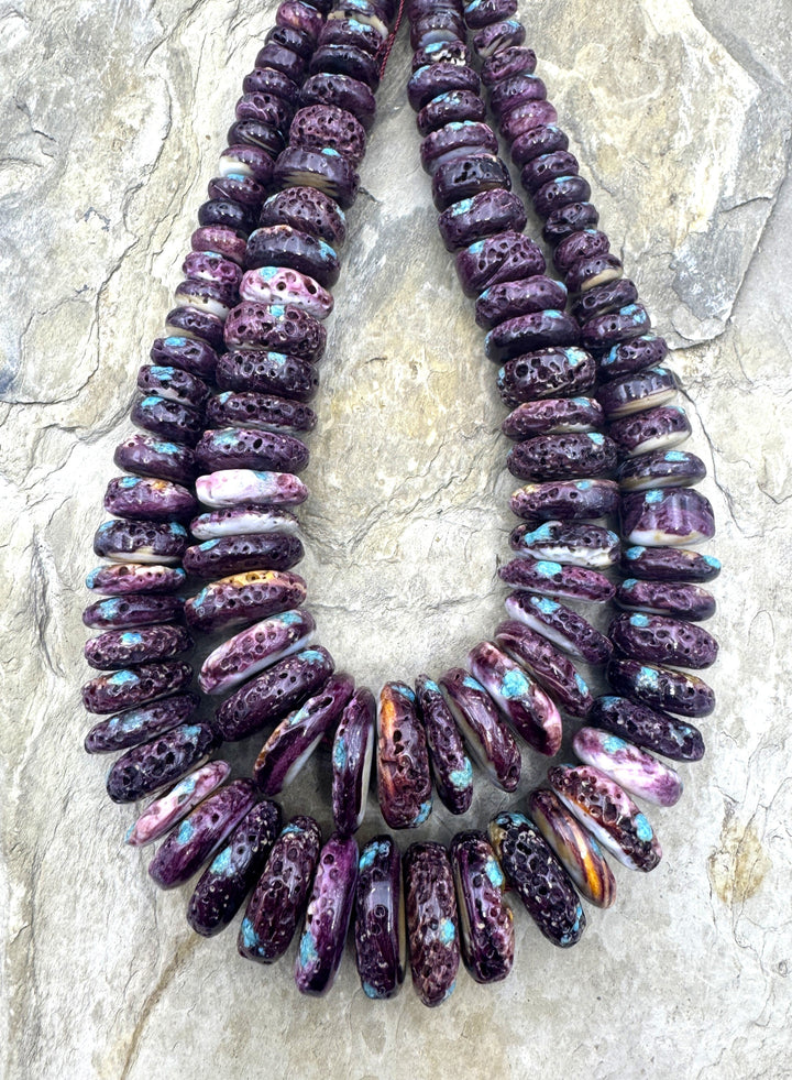 Purple Spiny Oyster with Turquoise Inlay BIG Graduated 8