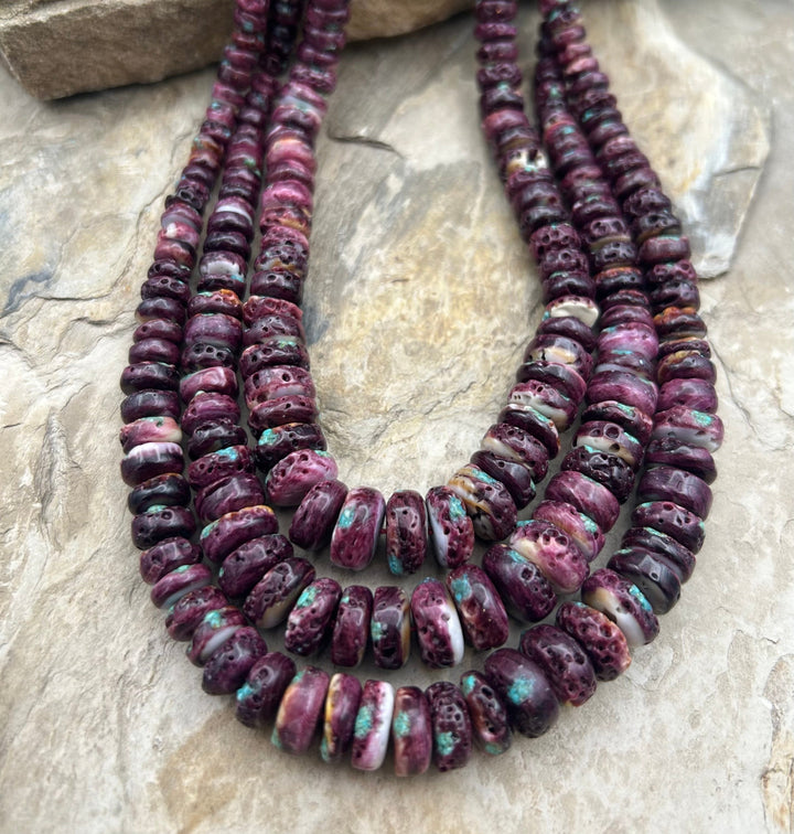 Purple Spiny Oyster With Turquoise Inlay BIG Graduated