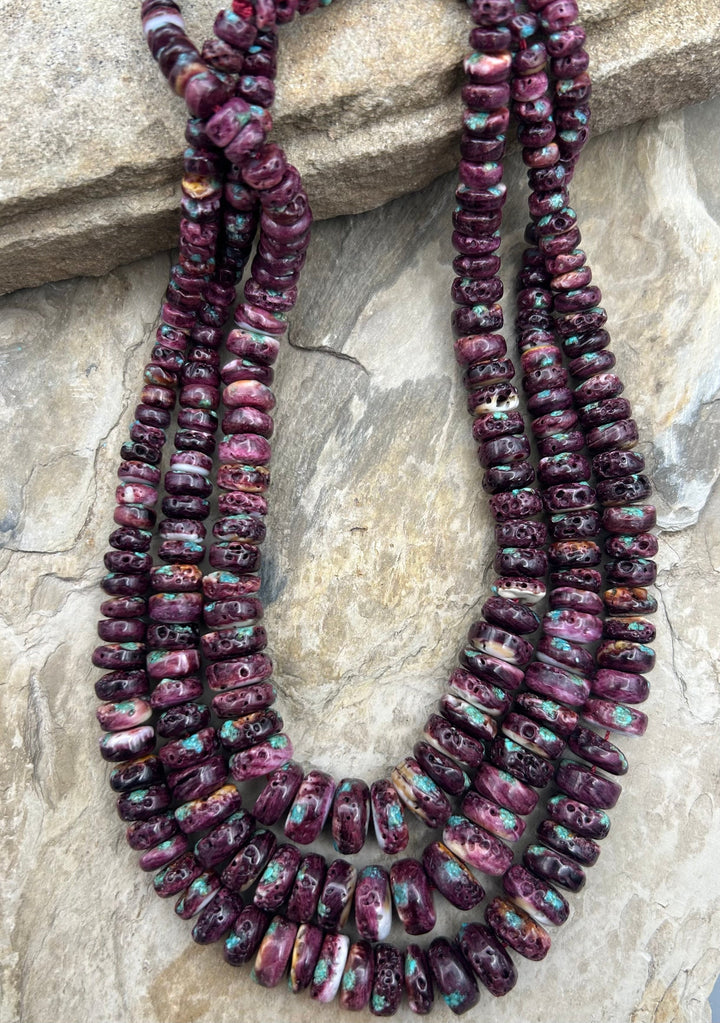 Purple Spiny Oyster With Turquoise Inlay BIG Graduated
