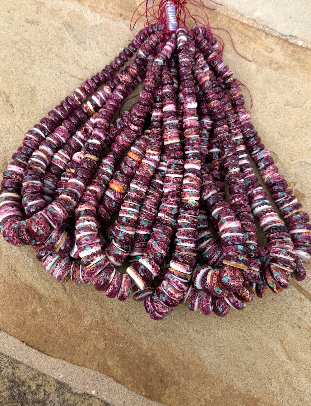 Purple Spiny Oyster With Turquoise Inlay BIG Graduated