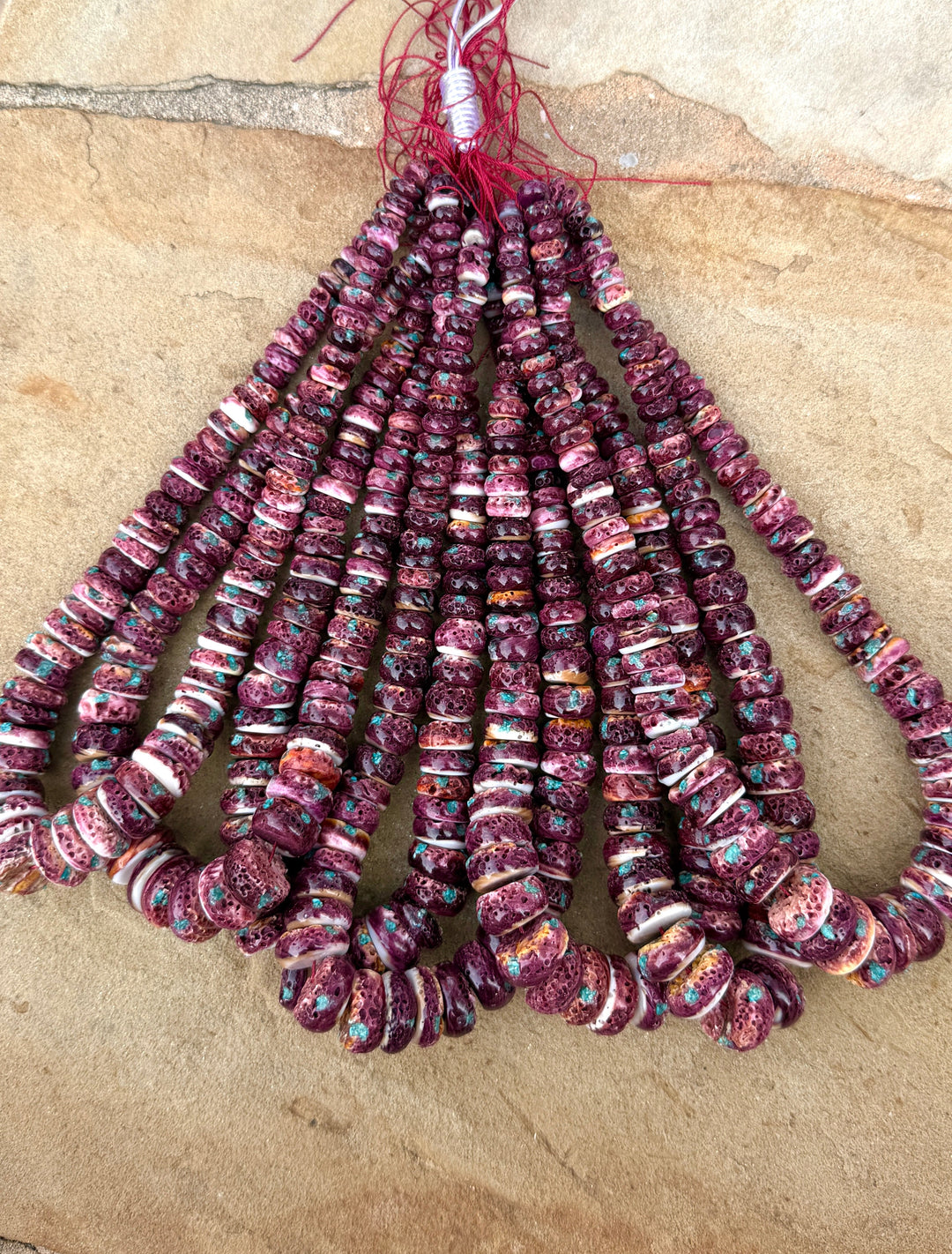 Purple Spiny Oyster With Turquoise Inlay BIG Graduated