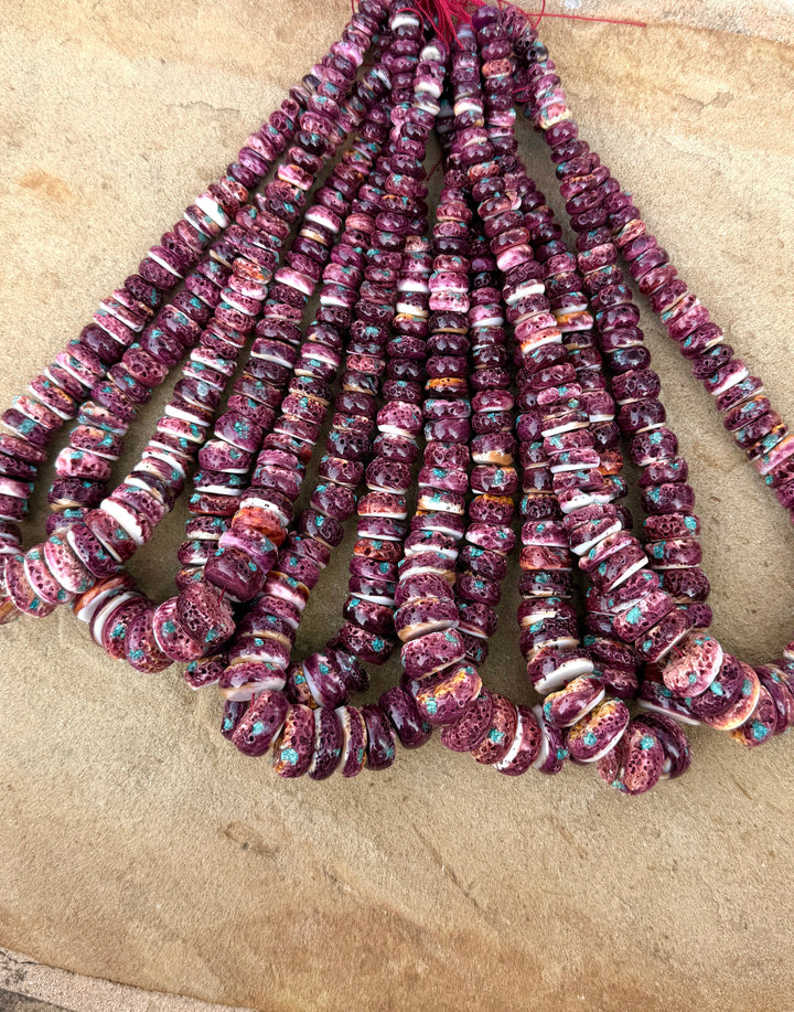 Purple Spiny Oyster With Turquoise Inlay BIG Graduated