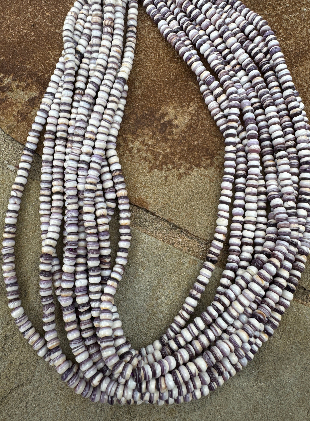 Purple Wampum/Quahog Shell 4mm Rondell Beads 16 inch Strand