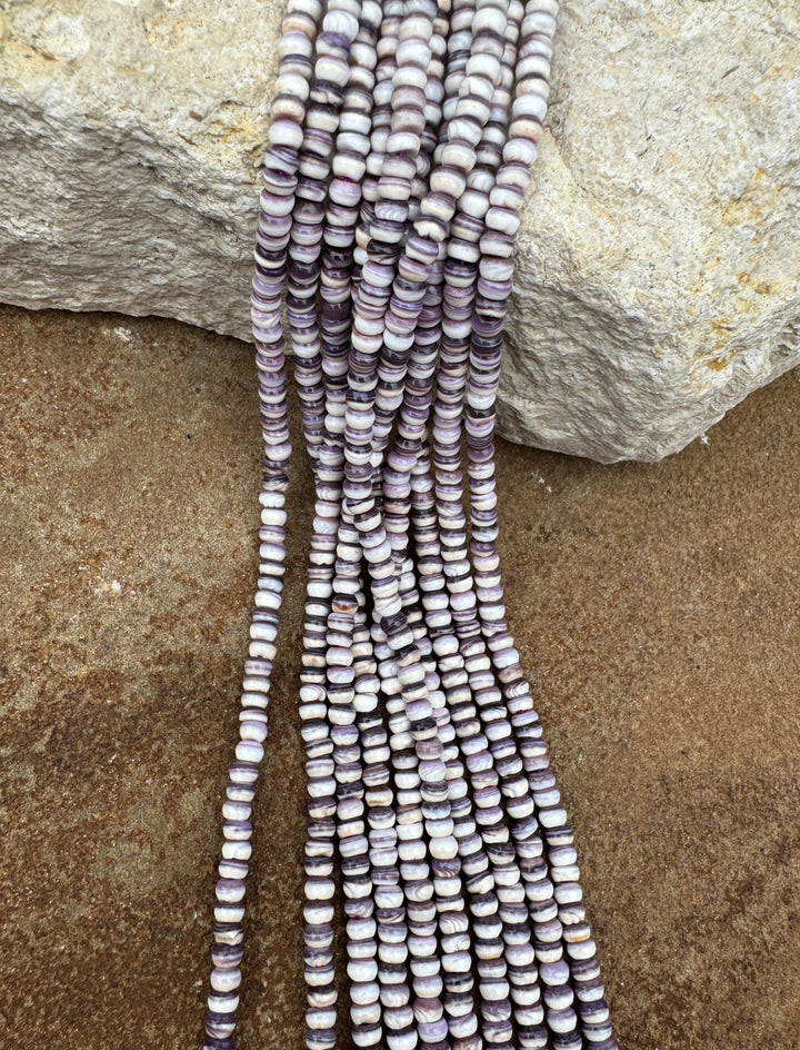 Purple Wampum/Quahog Shell 4mm Rondell Beads 16 inch Strand