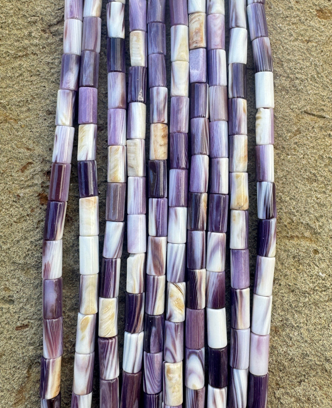 Purple Wampum/Quahog Shell 4x8mm Tube Beads 16 inch Strand