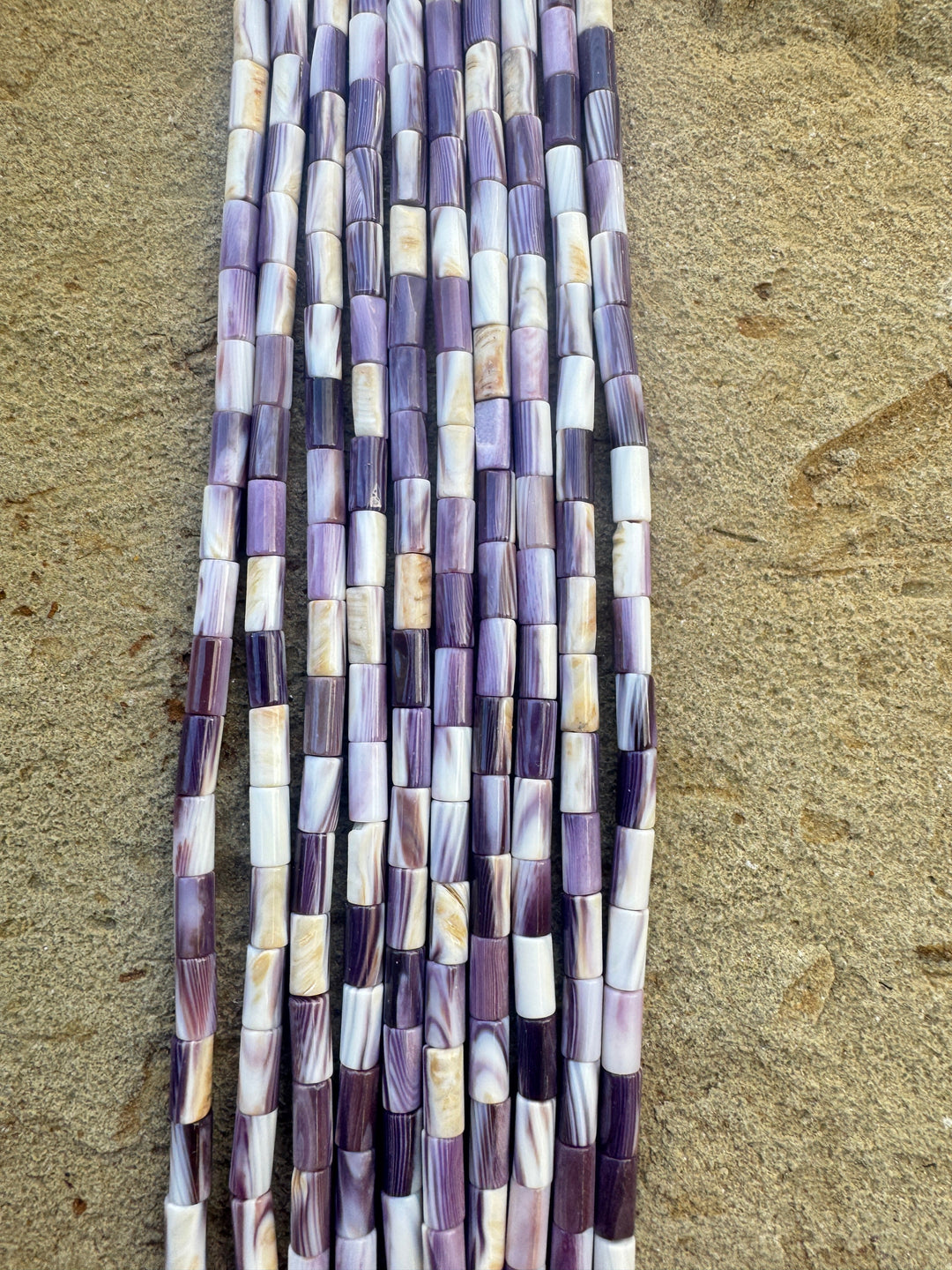Purple Wampum/Quahog Shell 4x8mm Tube Beads 16 inch Strand