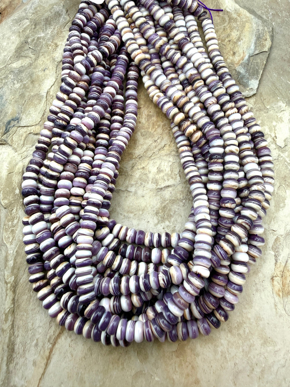 Purple Wampum/Quahog Shell 6mm Rondelle Beads ONE 16 Inch