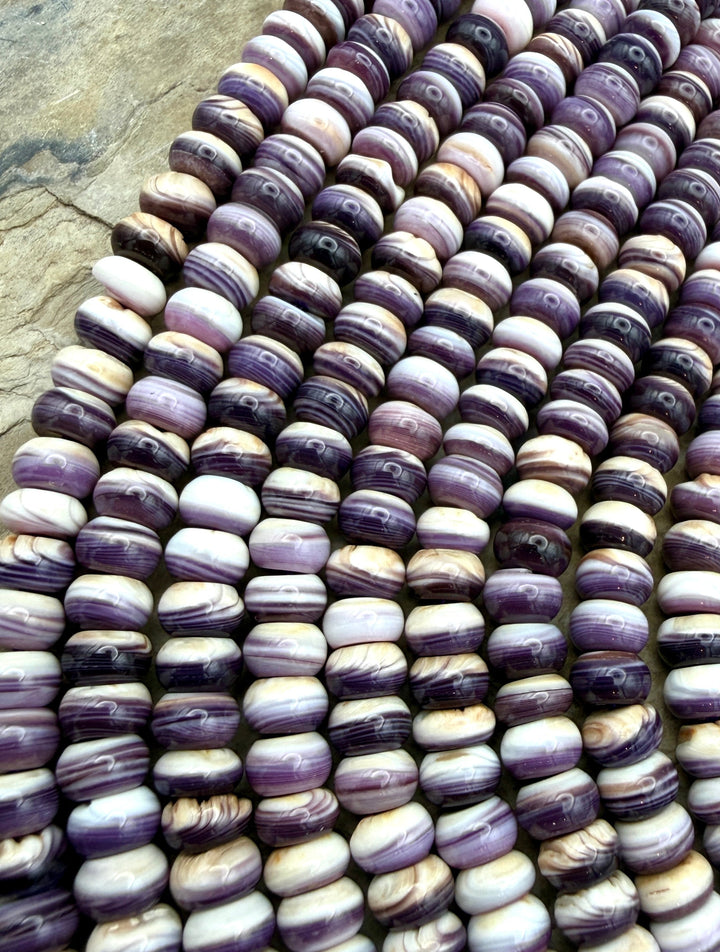 Purple Wampum/Quahog Shell 6mm Rondelle Beads ONE 16 Inch