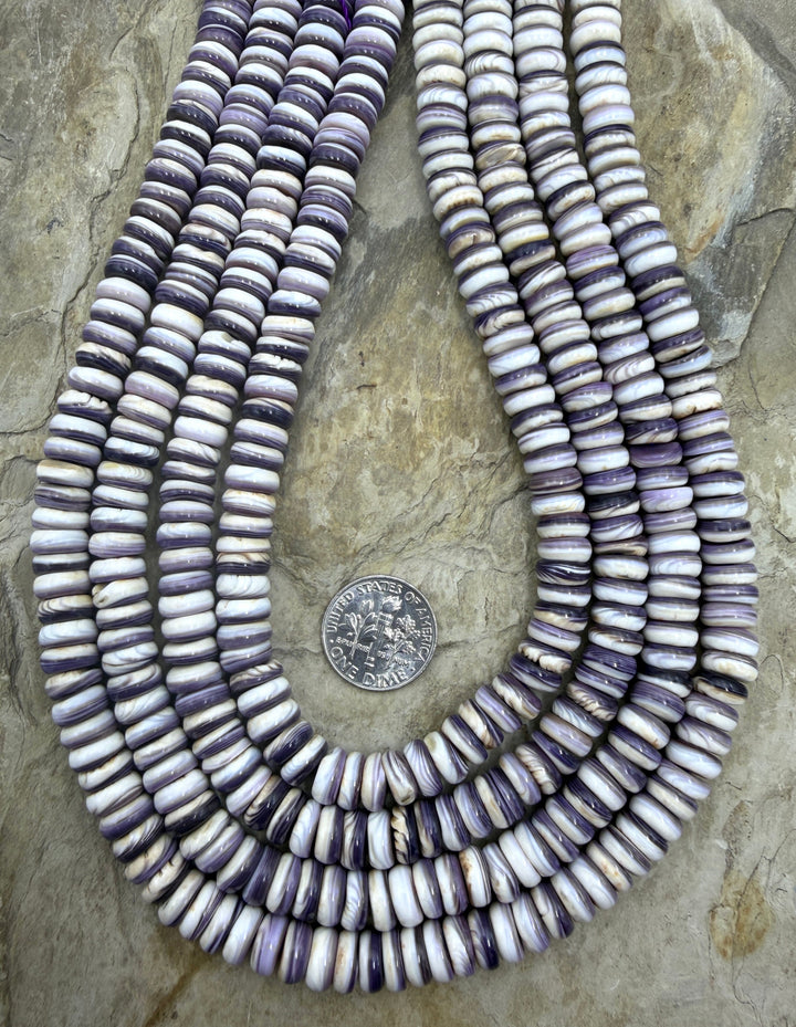 Purple Wampum/Quahog Shell 8mm Button Beads,16 Inch