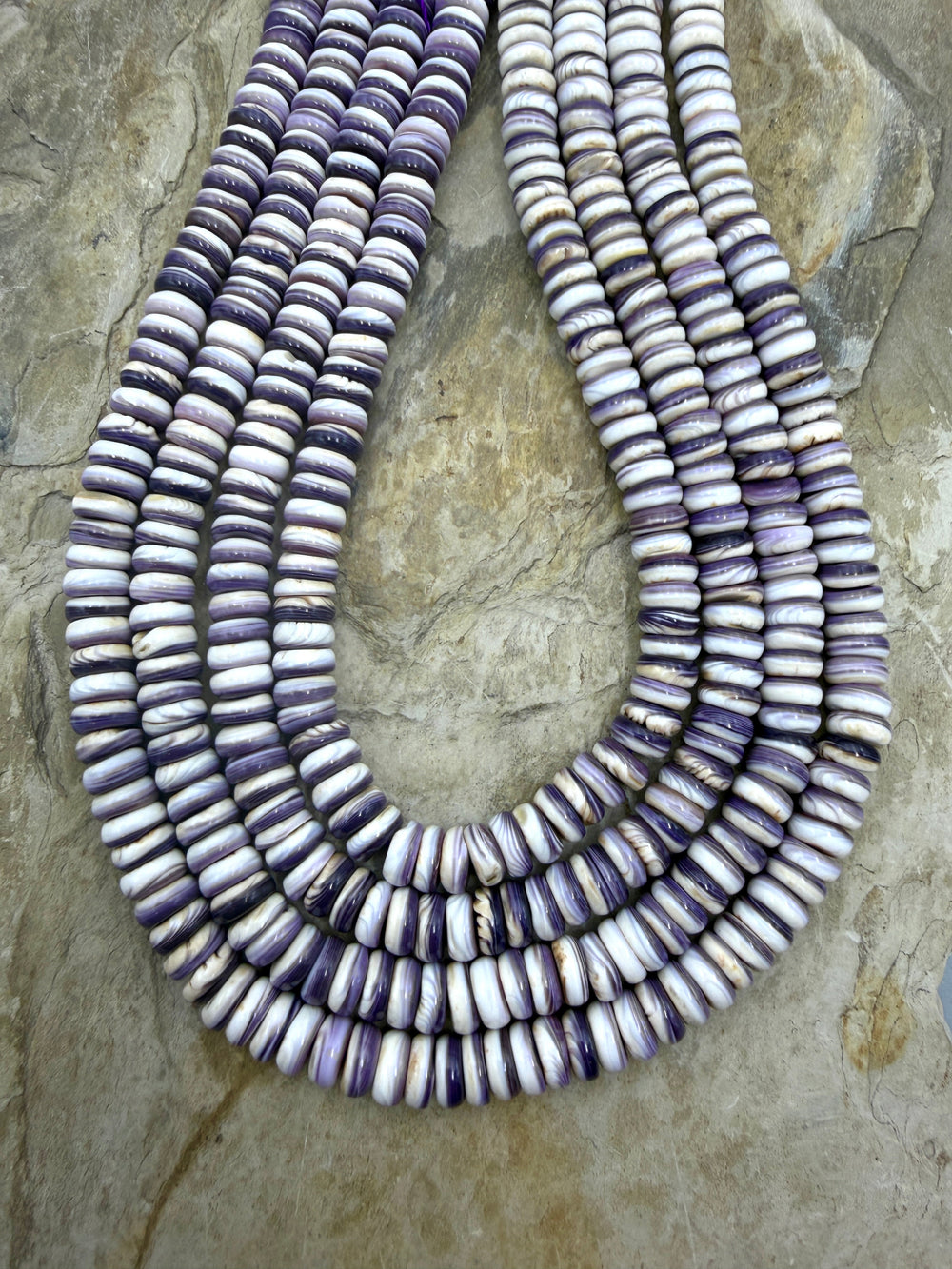 Purple Wampum/Quahog Shell 8mm Button Beads,16 Inch