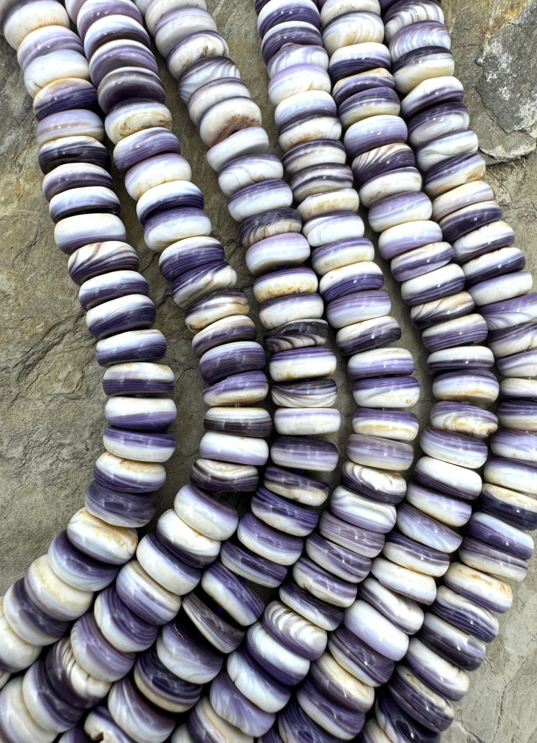 Purple Wampum/Quahog Shell 8mm Button Beads 8 inch Strand