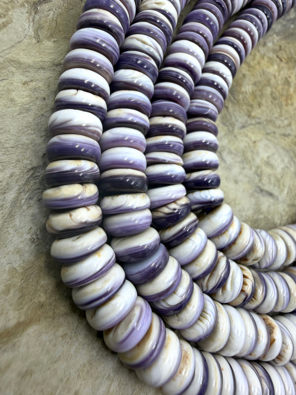 Purple Wampum/Quahog Shell 8mm Button Beads,ONE 8 Inch