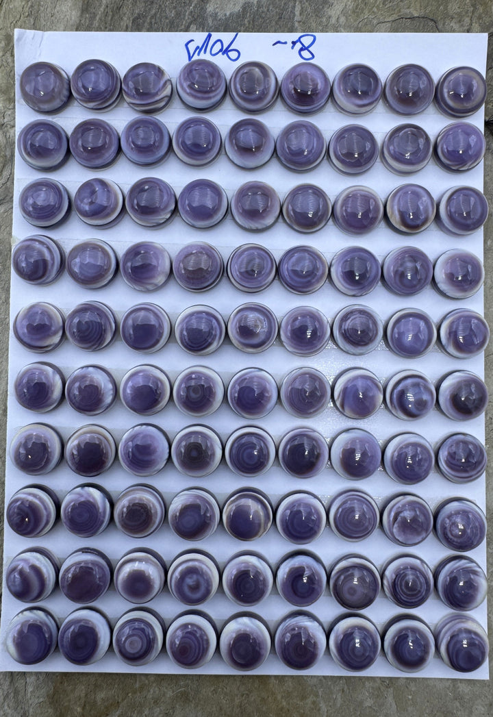 Purple Wampum/Quahog Shell 8mm Calibrated Round Cabochons