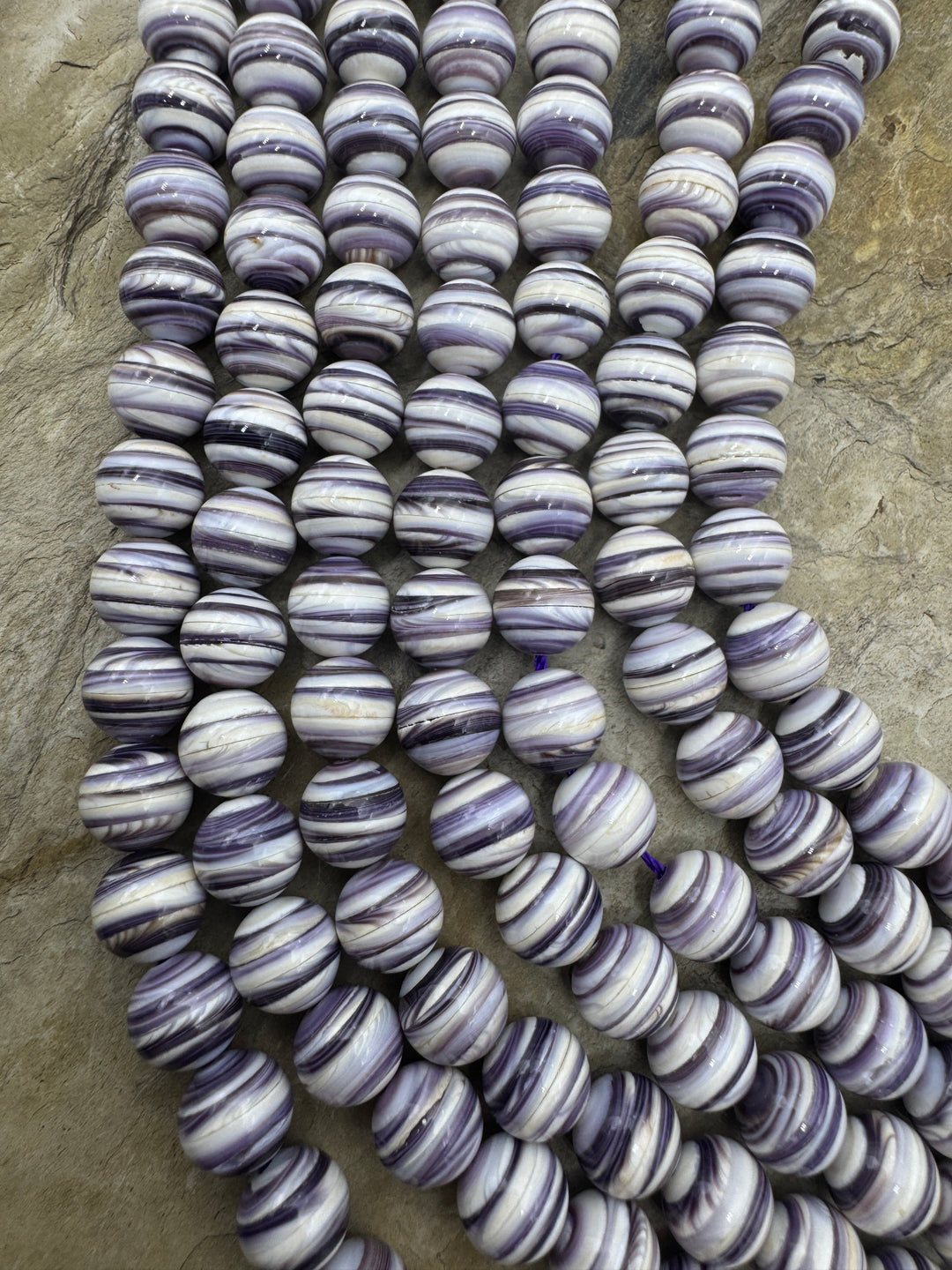 Purple Wampum/Quahog Shell 8mm Round Beads 8 inch Strand