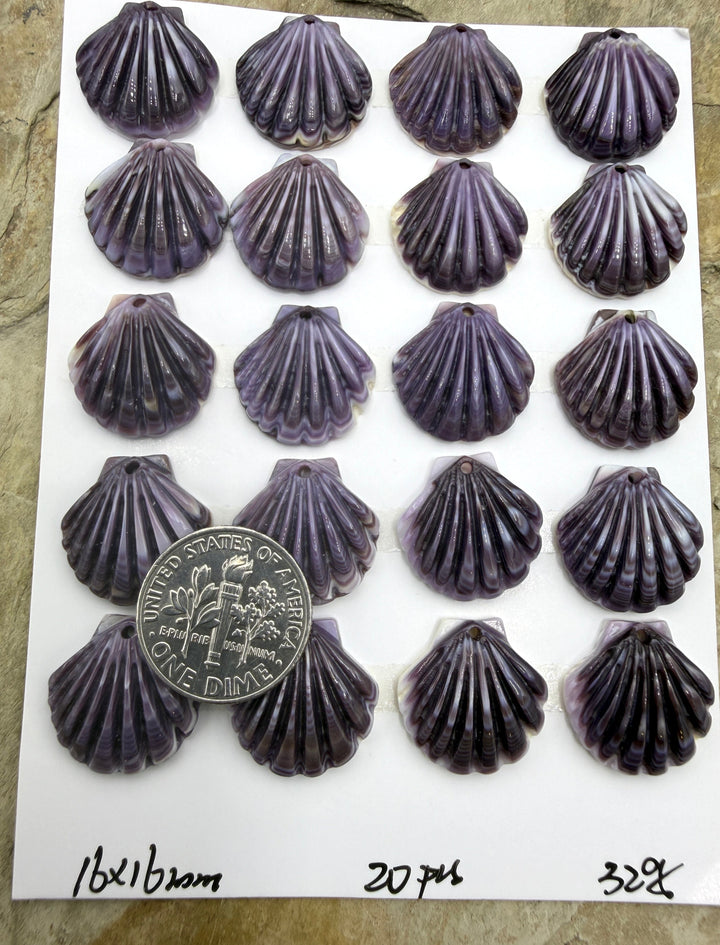 Purple Wampum/Quahog Shell sea Shell Shaped Focal Beads